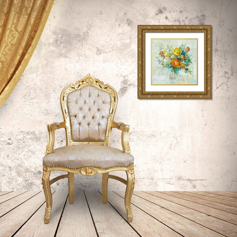 Blooming Splendor I Gold Ornate Wood Framed Art Print with Double Matting by Nai, Danhui