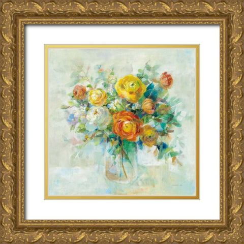 Blooming Splendor I Gold Ornate Wood Framed Art Print with Double Matting by Nai, Danhui