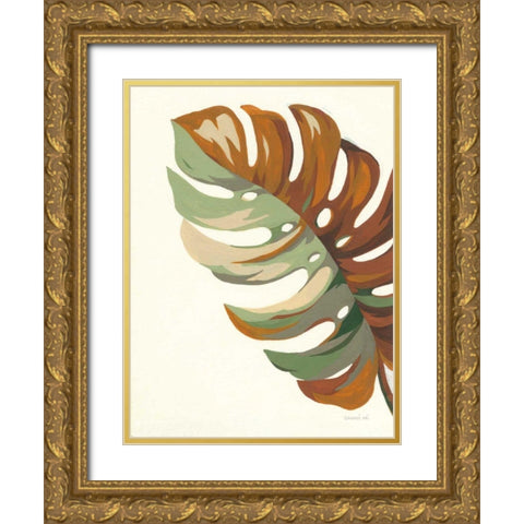 Retro Big Leaf III Gold Ornate Wood Framed Art Print with Double Matting by Nai, Danhui