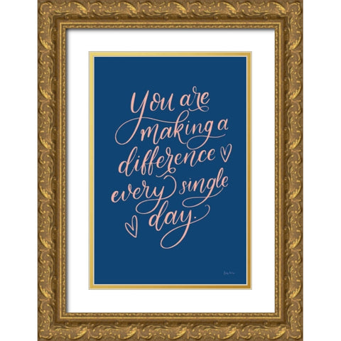 Teachers III Blue Gold Ornate Wood Framed Art Print with Double Matting by Thorns, Becky