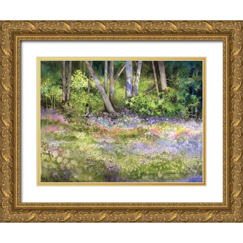 Springtime Woods Gold Ornate Wood Framed Art Print with Double Matting by McKenna, Kathleen Parr