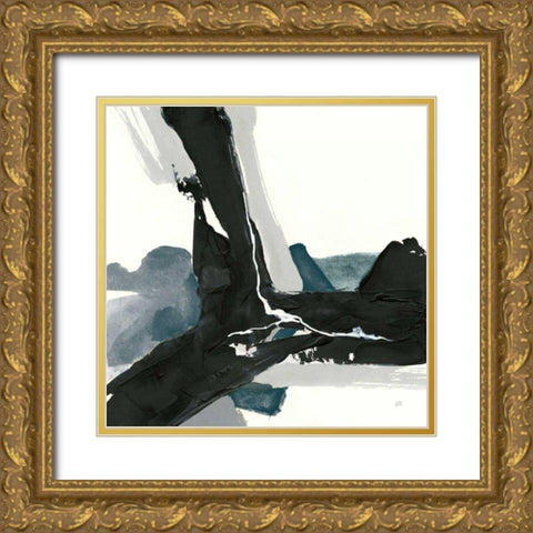 Black and Dark Teal III Gold Ornate Wood Framed Art Print with Double Matting by Paschke, Chris