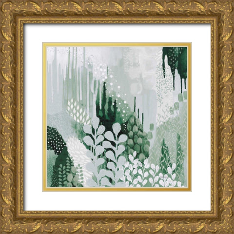 Light Green Forest II Gold Ornate Wood Framed Art Print with Double Matting by Ferguson, Kathy