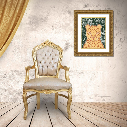 Jungle II Green Gold Ornate Wood Framed Art Print with Double Matting by Hershey, Moira