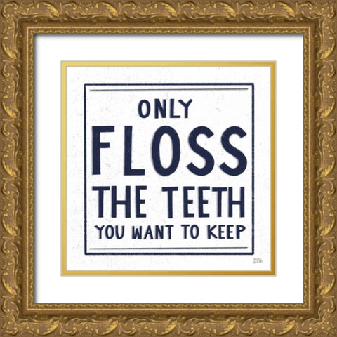Only Floss Navy Gold Ornate Wood Framed Art Print with Double Matting by Averinos, Melissa