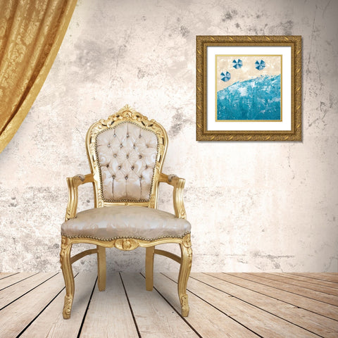 Beach Days Blue Gold Ornate Wood Framed Art Print with Double Matting by Adams, Sarah