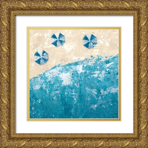 Beach Days Blue Gold Ornate Wood Framed Art Print with Double Matting by Adams, Sarah