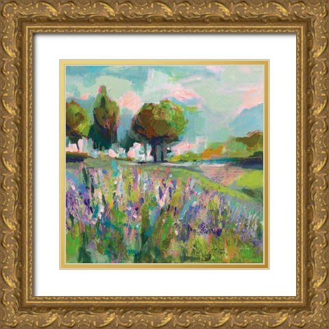 Field of Flowers Gold Ornate Wood Framed Art Print with Double Matting by Vertentes, Jeanette