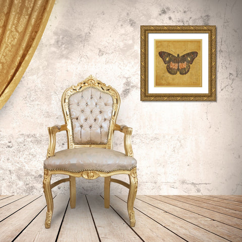 Ochre Butterfly Gold Ornate Wood Framed Art Print with Double Matting by Pertiet, Katie