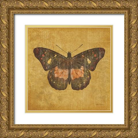 Ochre Butterfly Gold Ornate Wood Framed Art Print with Double Matting by Pertiet, Katie