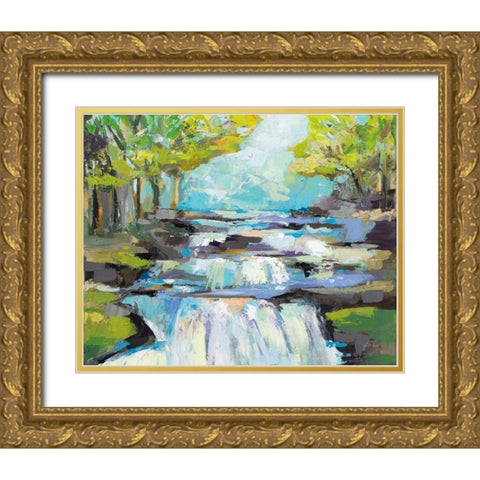 The Waterfall Gold Ornate Wood Framed Art Print with Double Matting by Vertentes, Jeanette