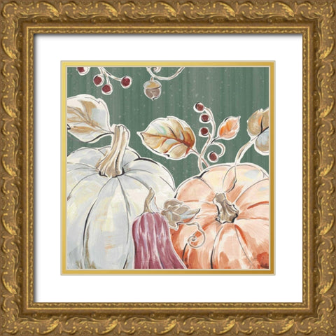 Pumpkin Patch II Dark Gold Ornate Wood Framed Art Print with Double Matting by Brissonnet, Daphne