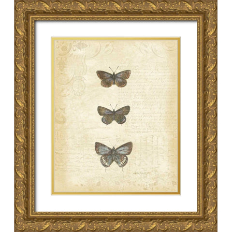 Botanical Butterflies II Gold Ornate Wood Framed Art Print with Double Matting by Pertiet, Katie