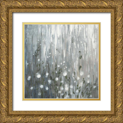 January Branches Gray Gold Ornate Wood Framed Art Print with Double Matting by Vassileva, Silvia