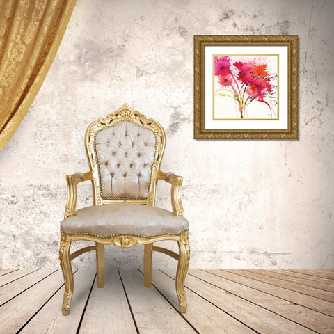 Flower Talk Gold Ornate Wood Framed Art Print with Double Matting by Griggs, Jan