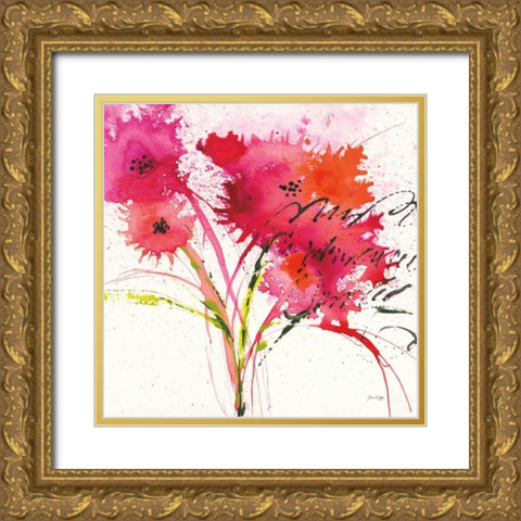 Flower Talk Gold Ornate Wood Framed Art Print with Double Matting by Griggs, Jan