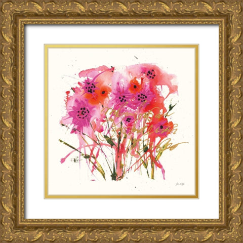 Flower Talk Gold Gold Ornate Wood Framed Art Print with Double Matting by Griggs, Jan
