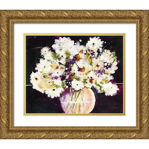 Daisy Vase Gold Ornate Wood Framed Art Print with Double Matting by Griggs, Jan