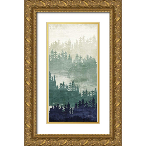 Mountainscape Navy Panel II Gold Ornate Wood Framed Art Print with Double Matting by Mullan, Michael