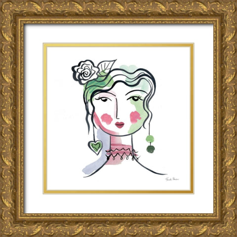 Pretty Faces II Gold Ornate Wood Framed Art Print with Double Matting by Zaman, Farida