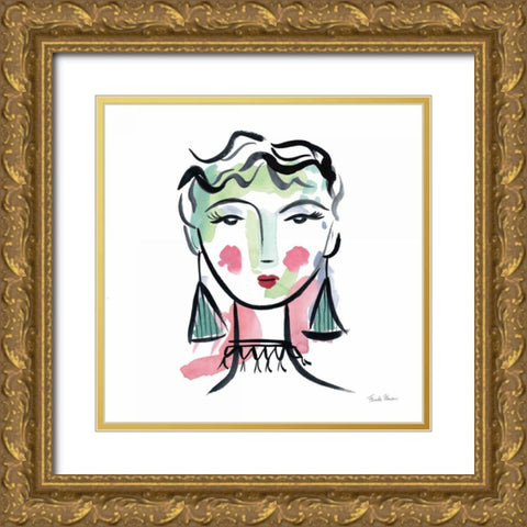 Pretty Faces III Gold Ornate Wood Framed Art Print with Double Matting by Zaman, Farida