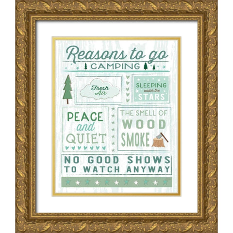 Comfy Camping II Gold Ornate Wood Framed Art Print with Double Matting by Averinos, Melissa