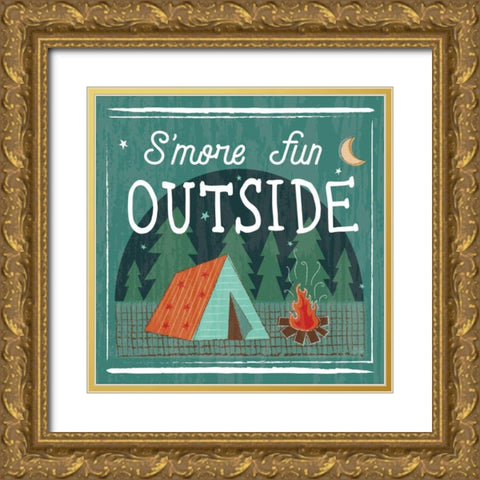 Comfy Camping III Gold Ornate Wood Framed Art Print with Double Matting by Averinos, Melissa