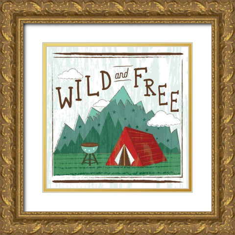 Comfy Camping V Gold Ornate Wood Framed Art Print with Double Matting by Averinos, Melissa