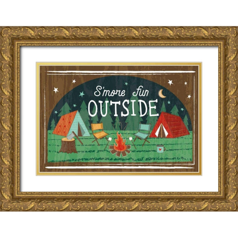 Comfy Camping VII Gold Ornate Wood Framed Art Print with Double Matting by Averinos, Melissa