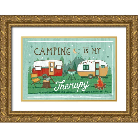 Comfy Camping VIII Gold Ornate Wood Framed Art Print with Double Matting by Averinos, Melissa