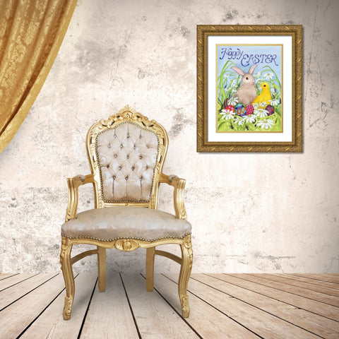 Easter Friends Gold Ornate Wood Framed Art Print with Double Matting by McKenna, Kathleen Parr
