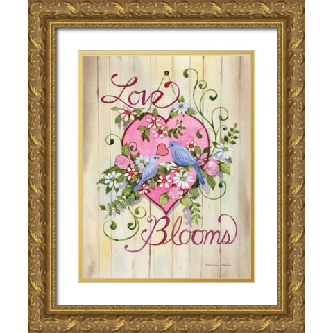 Love Blooms Gold Ornate Wood Framed Art Print with Double Matting by McKenna, Kathleen Parr