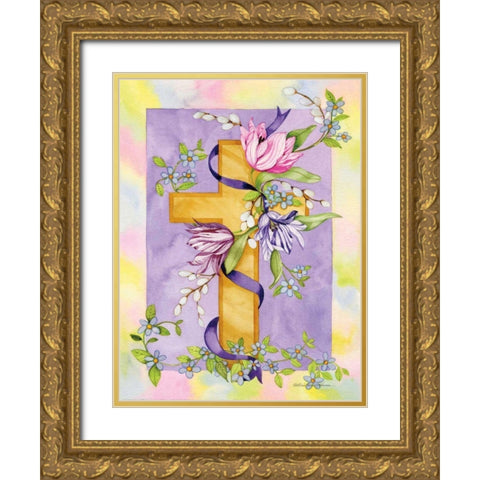 Eastertime Gold Ornate Wood Framed Art Print with Double Matting by McKenna, Kathleen Parr