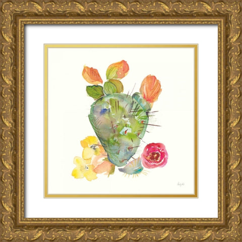 Succulent Desert III Gold Ornate Wood Framed Art Print with Double Matting by Rice, Kristy