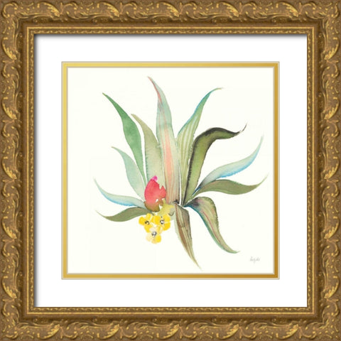 Succulent Desert V Gold Ornate Wood Framed Art Print with Double Matting by Rice, Kristy