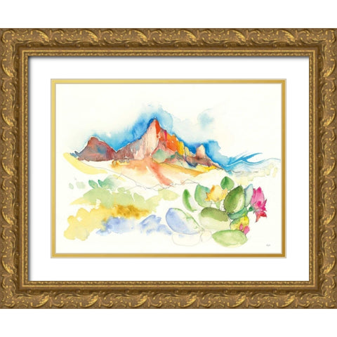 Desert Mountains Gold Ornate Wood Framed Art Print with Double Matting by Rice, Kristy