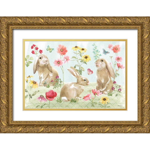 Sweet Bunnies I Gold Ornate Wood Framed Art Print with Double Matting by Grove, Beth