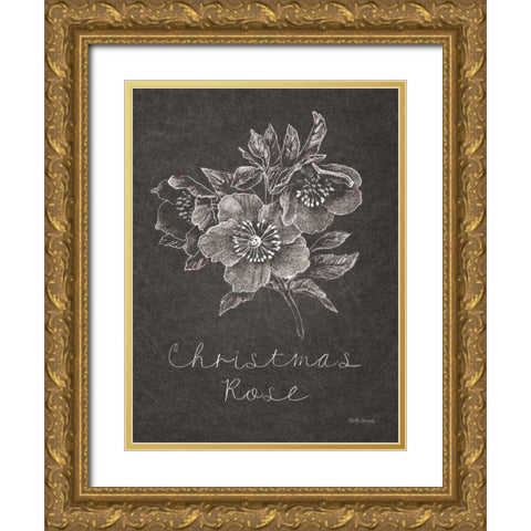 Black and White Chalkboard Christmas III Gold Ornate Wood Framed Art Print with Double Matting by Grove, Beth