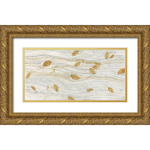 Golden Fossil Leaves Gold Ornate Wood Framed Art Print with Double Matting by Wiens, James