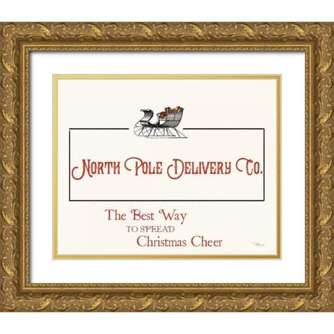 North Pole Delivery Co. Gold Ornate Wood Framed Art Print with Double Matting by Pela Studio