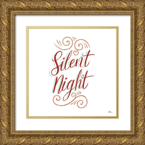 Silent Night Gold Ornate Wood Framed Art Print with Double Matting by Penner, Janelle