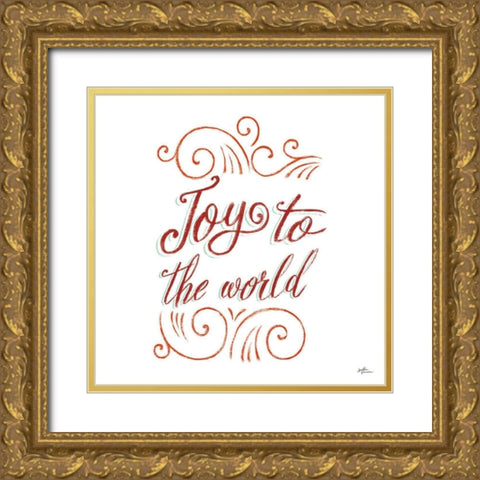 Joy to the World Gold Ornate Wood Framed Art Print with Double Matting by Penner, Janelle