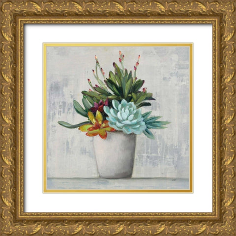Succulent Still Life I Gold Ornate Wood Framed Art Print with Double Matting by Purinton, Julia