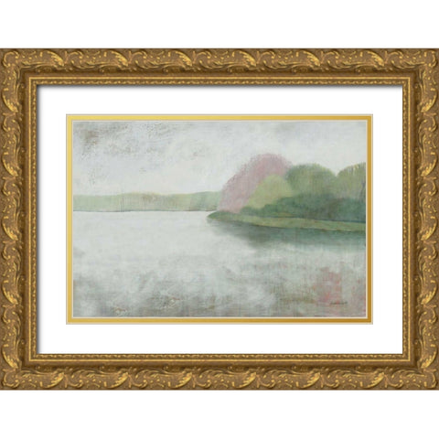 Nonquit Pond in May v2 Gold Ornate Wood Framed Art Print with Double Matting by Lovell, Kathrine