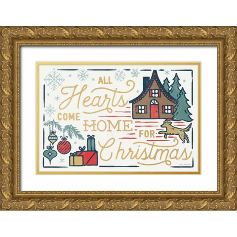 Christmas Adventures I Gold Ornate Wood Framed Art Print with Double Matting by Marshall, Laura