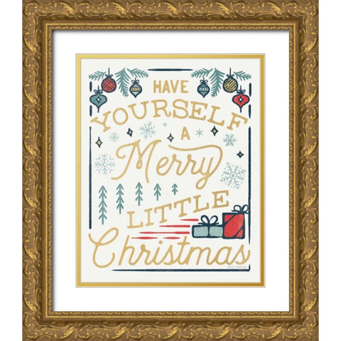 Christmas Adventures IV Gold Ornate Wood Framed Art Print with Double Matting by Marshall, Laura