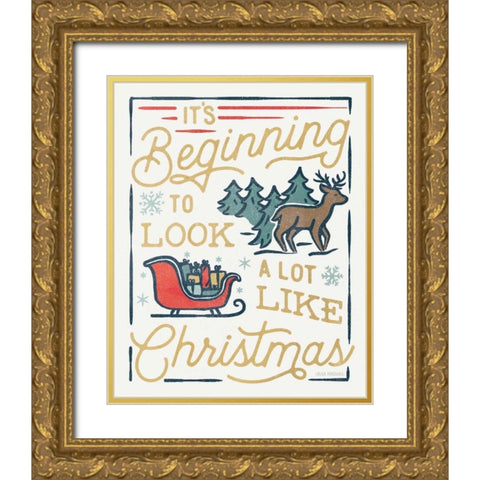 Christmas Adventures VII Gold Ornate Wood Framed Art Print with Double Matting by Marshall, Laura