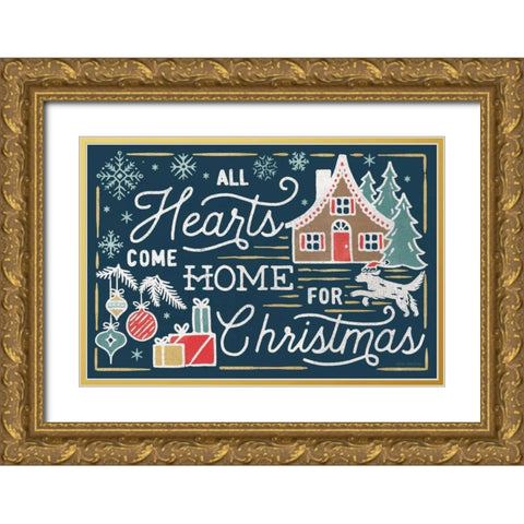 Christmas Adventures I Dark Gold Ornate Wood Framed Art Print with Double Matting by Marshall, Laura