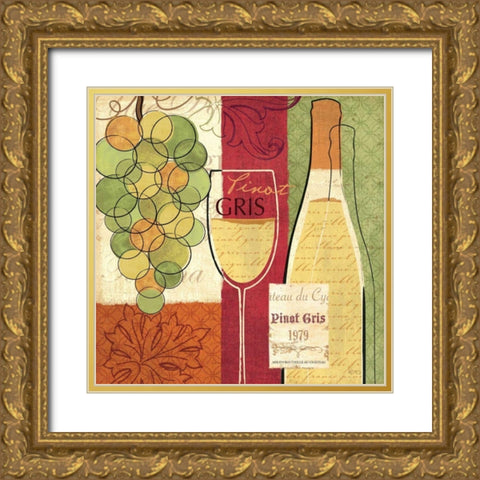 Wine and Grapes II Gold Ornate Wood Framed Art Print with Double Matting by Charron, Veronique