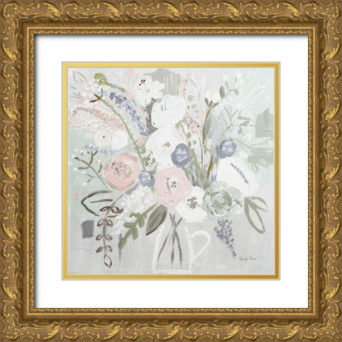 Floral Elegance Bleached Gold Ornate Wood Framed Art Print with Double Matting by Zaman, Farida